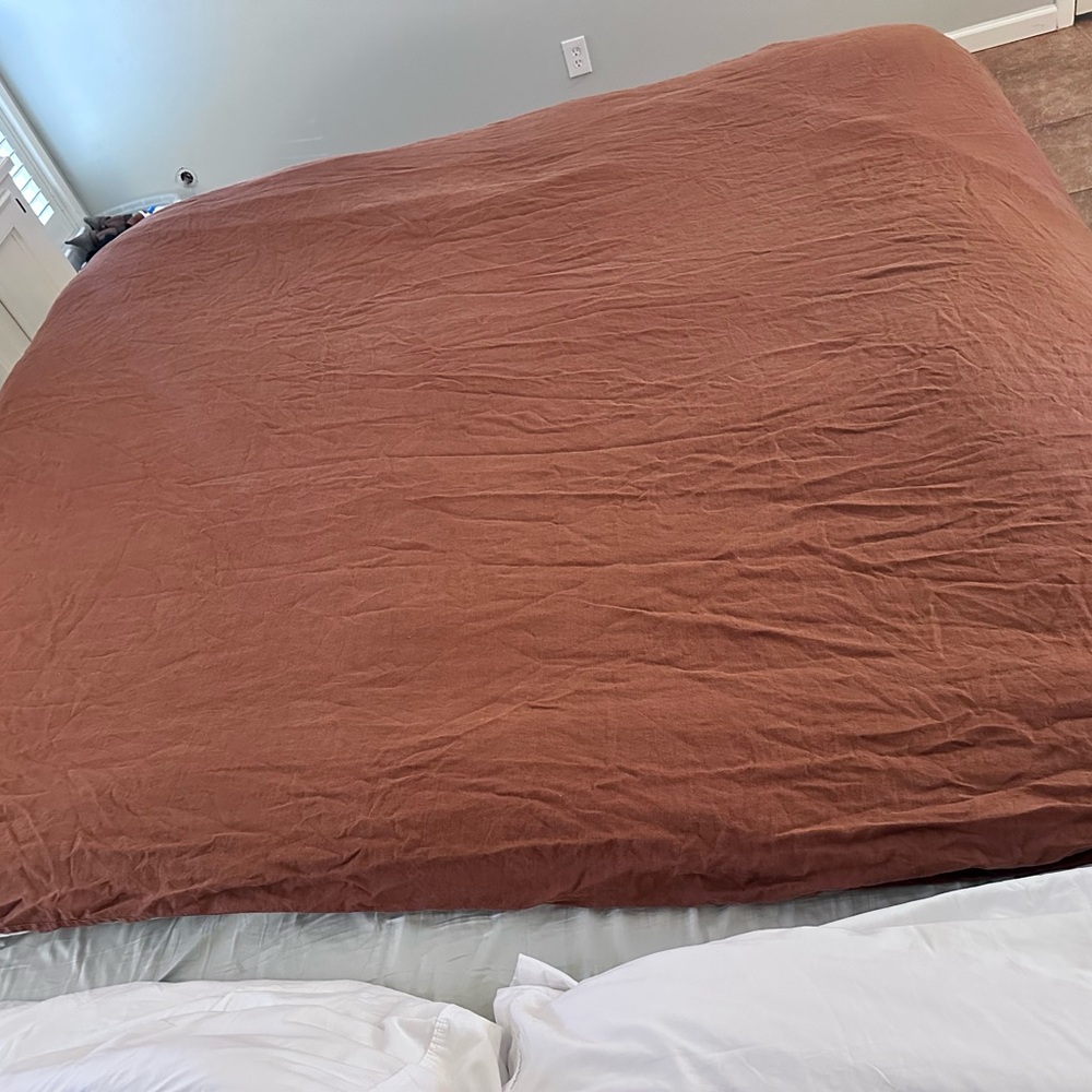 The Citizenry 100% French Linen Duvet Cover Terracotta Colored King B35 - Picture 5 of 13